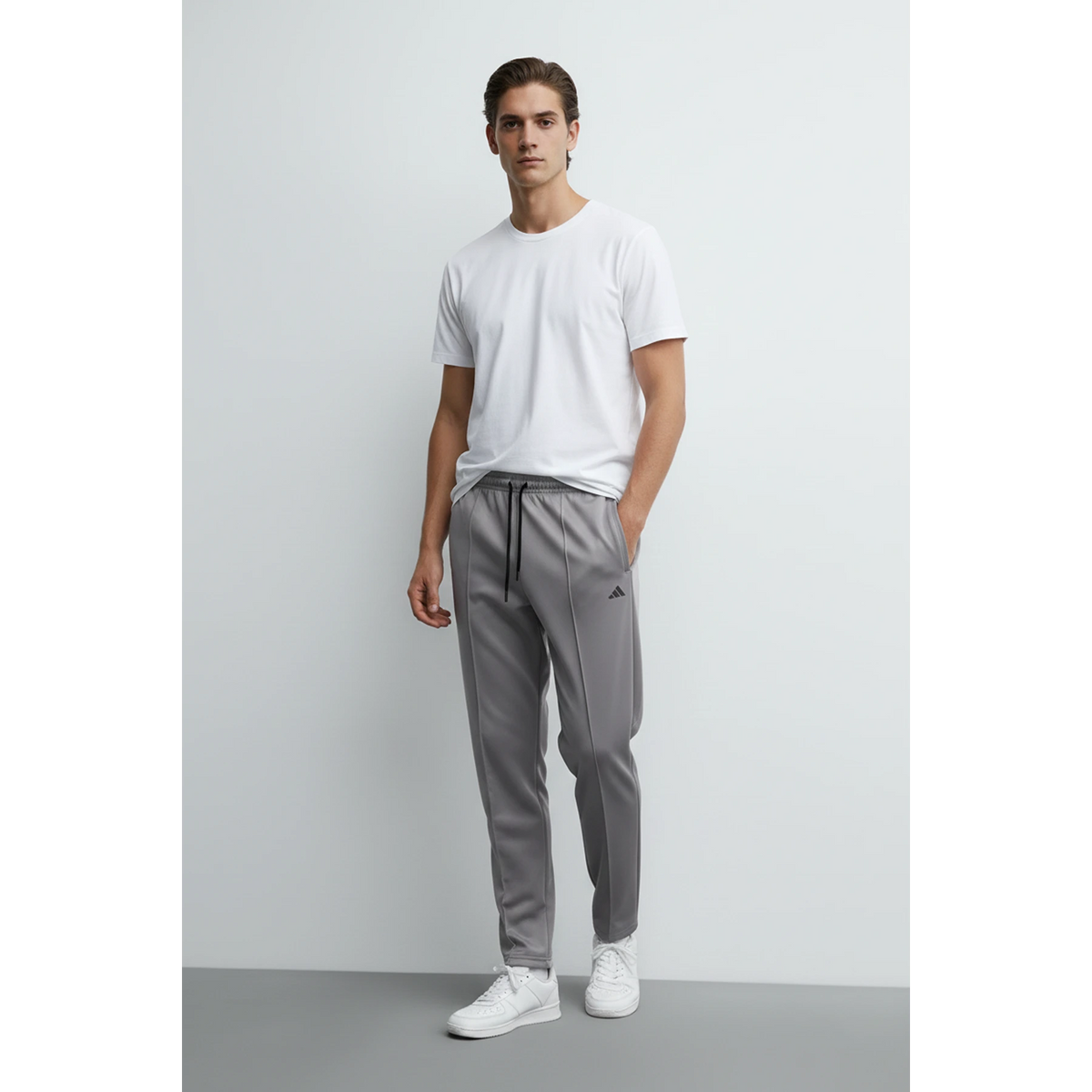 Grey Front Seam Sports Trousers