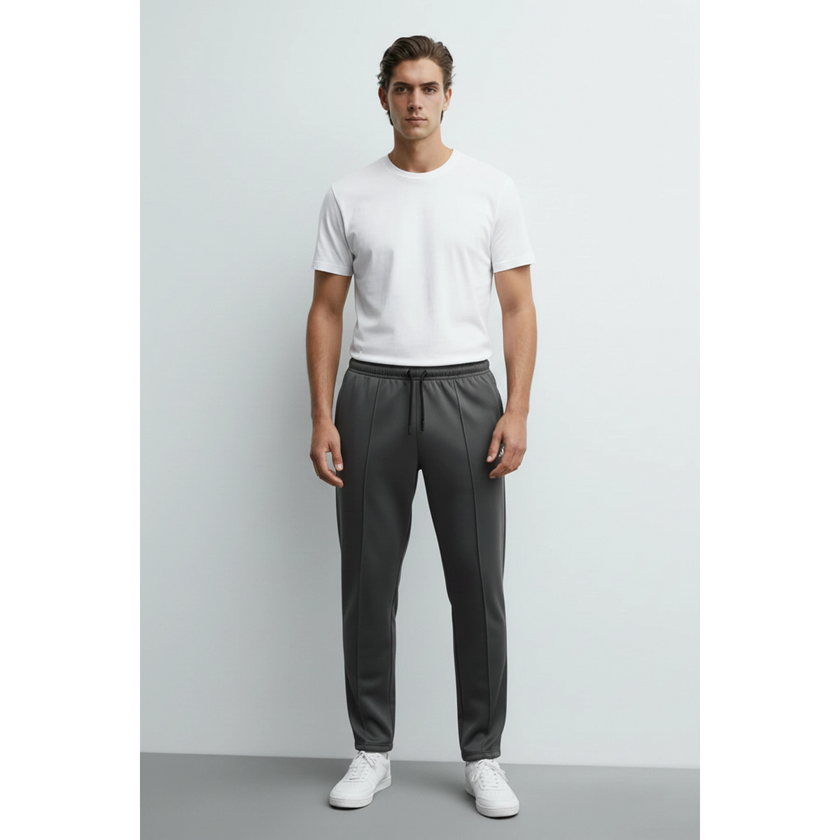 Dark Grey Front Seam Sports Trousers