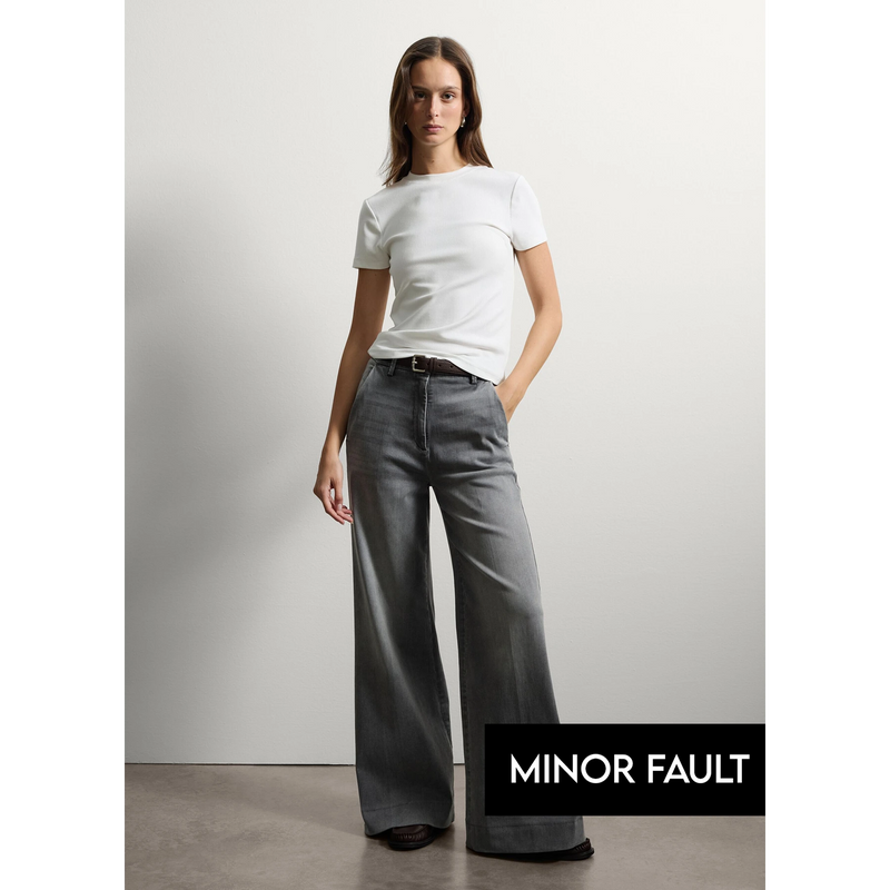 (Minor Fault) Grey Wide Leg Jeans