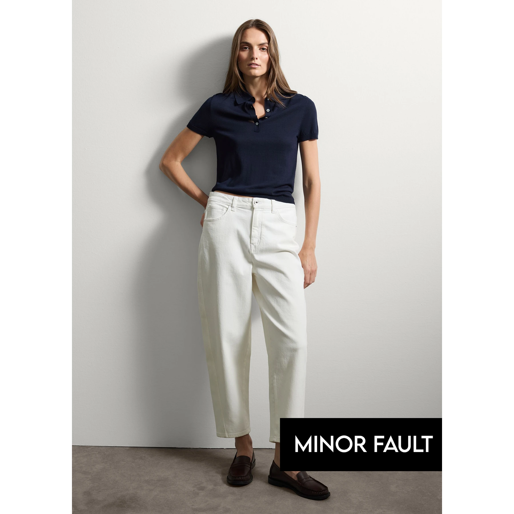 (Minor Fault) White Baggy Balloon Fit Jeans | Montivo Pakistan