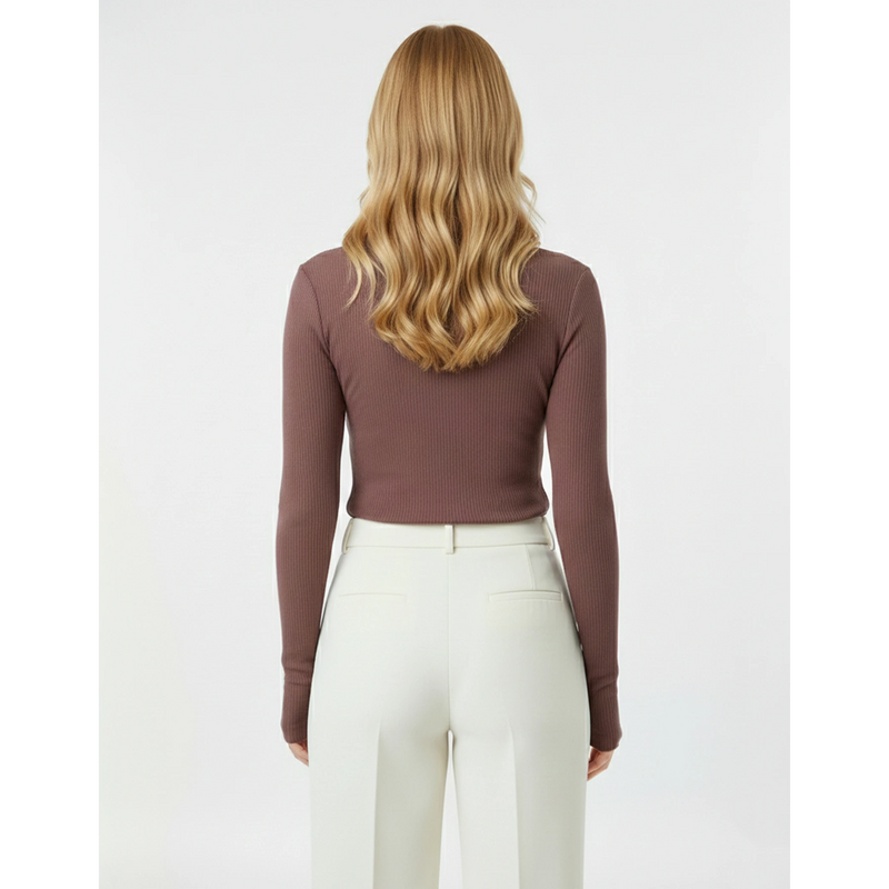 Muave Ribbed Crew Neck Top