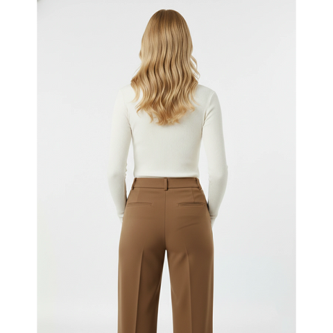 Off-White Ribbed Crew Neck Top | Montivo Pakistan