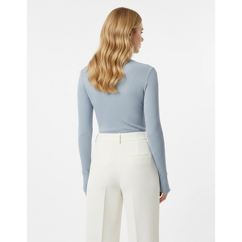 Light Blue Ribbed Crew Neck Top