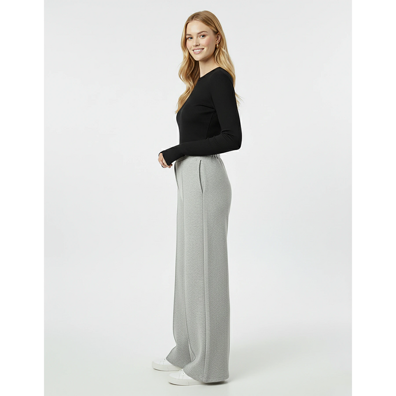 Grey Front Seam Extra Wide Leg Trousers