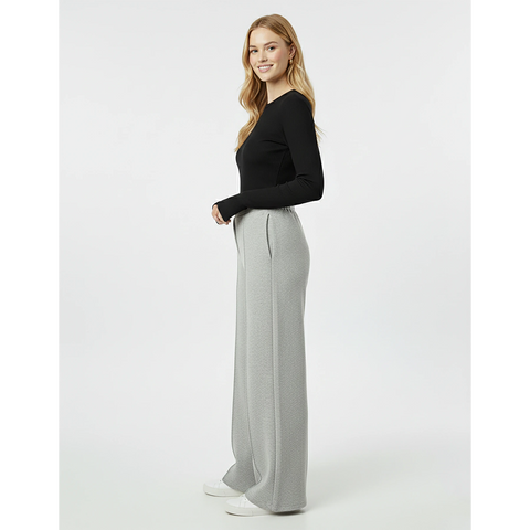 Grey Front Seam Extra Wide Leg Trousers