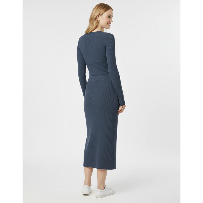 Blue Ribbed Knit Skirt | Montivo Pakistan