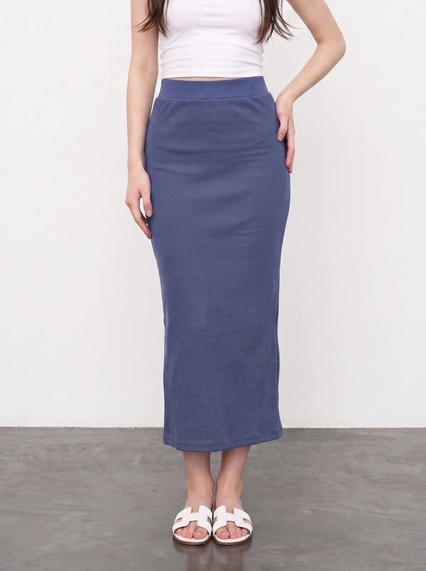 Blue Ribbed Knit Skirt | Montivo Pakistan