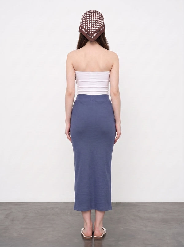 Blue Ribbed Knit Skirt | Montivo Pakistan