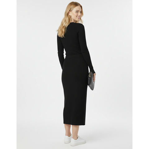 Black Ribbed Knit Skirt | Montivo Pakistan