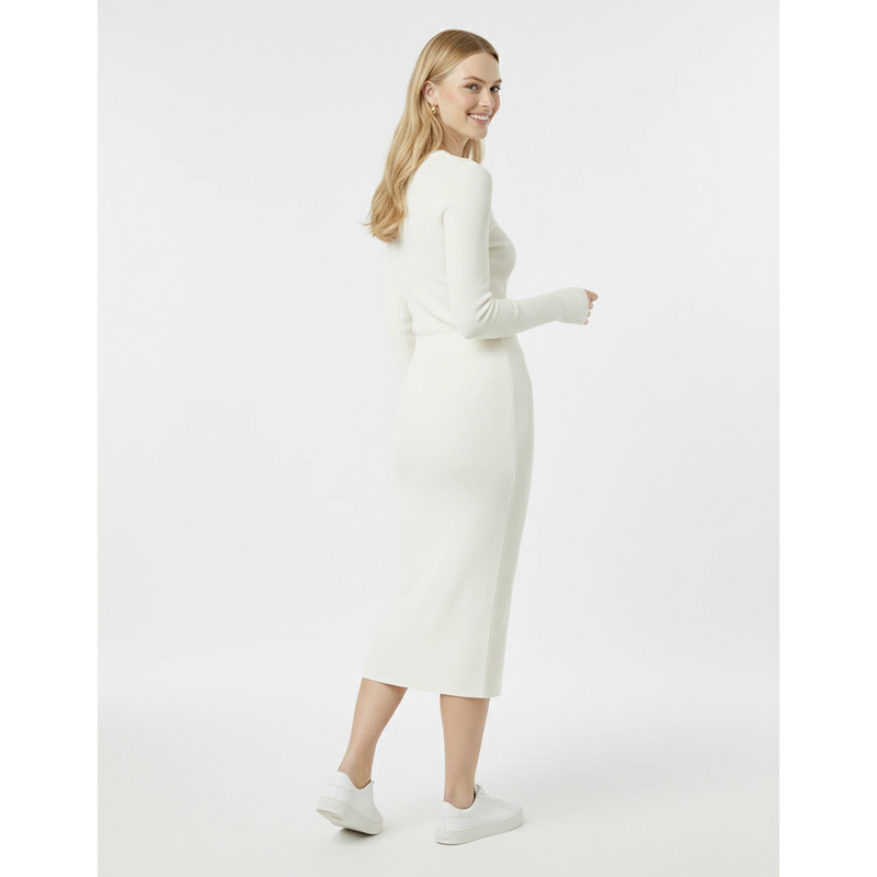 Off-White Ribbed Knit Skirt | Montivo Pakistan