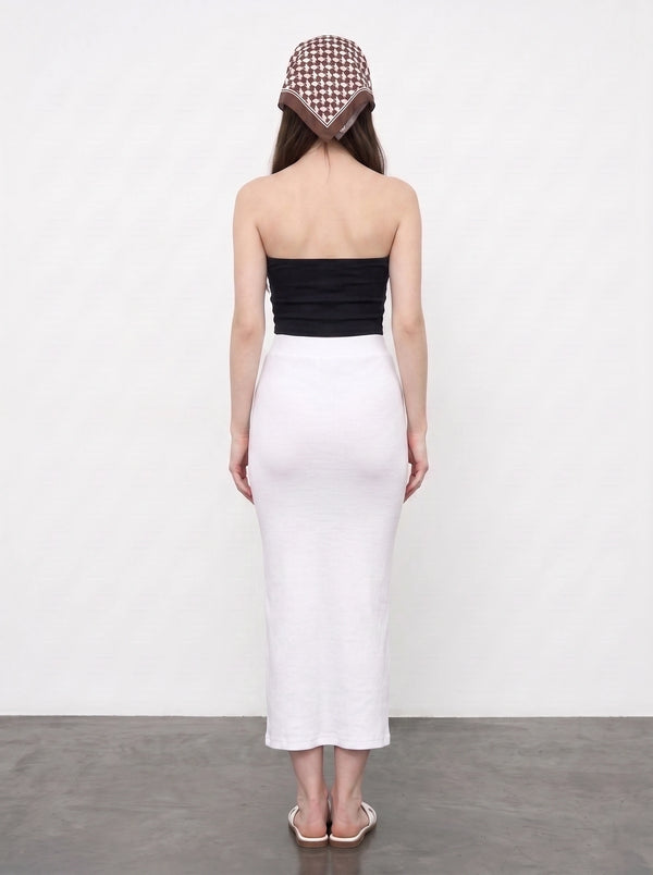 Off-White Ribbed Knit Skirt | Montivo Pakistan