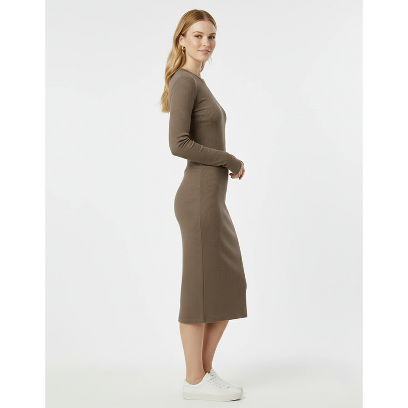 Brown Ribbed Knit Skirt | Montivo Pakistan