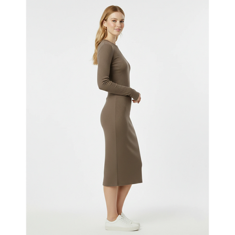 Brown Ribbed Knit Skirt | Montivo Pakistan