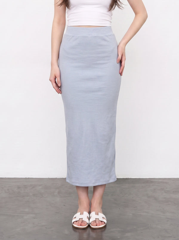 Light Blue Ribbed Knit Skirt | Montivo Pakistan