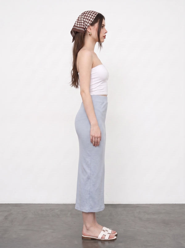 Light Blue Ribbed Knit Skirt | Montivo Pakistan