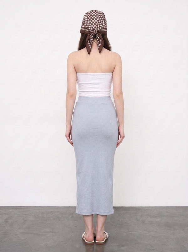 Light Blue Ribbed Knit Skirt | Montivo Pakistan