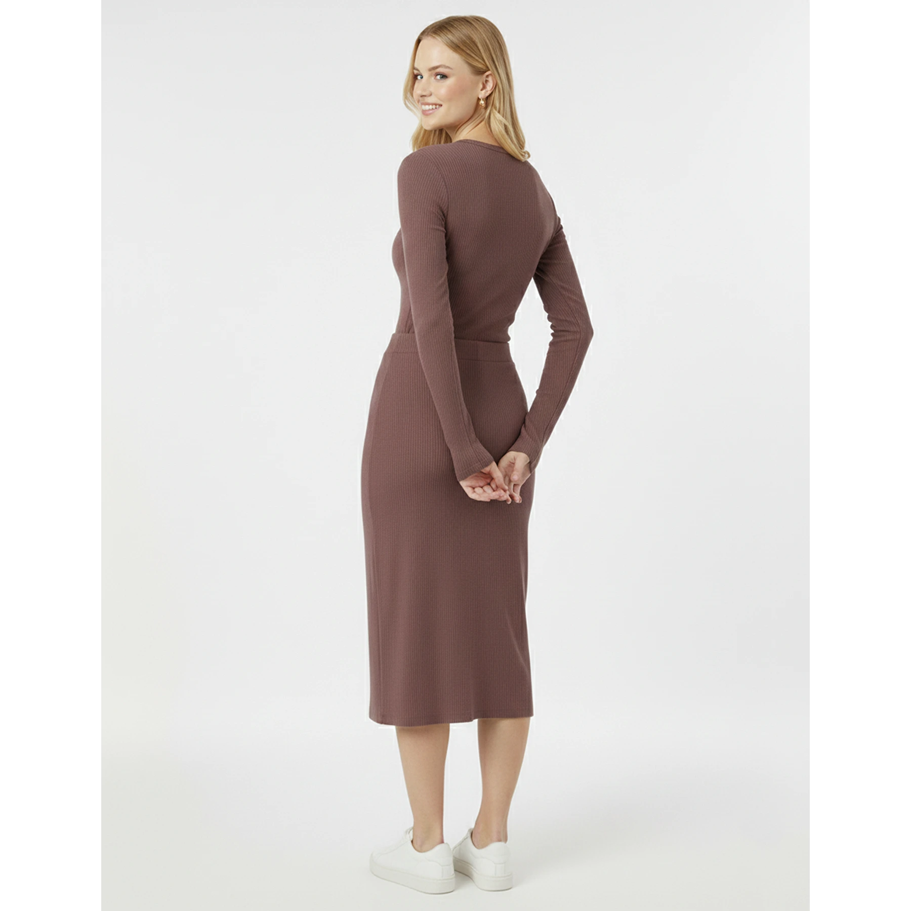 Muave Ribbed Knit Skirt | Montivo Pakistan