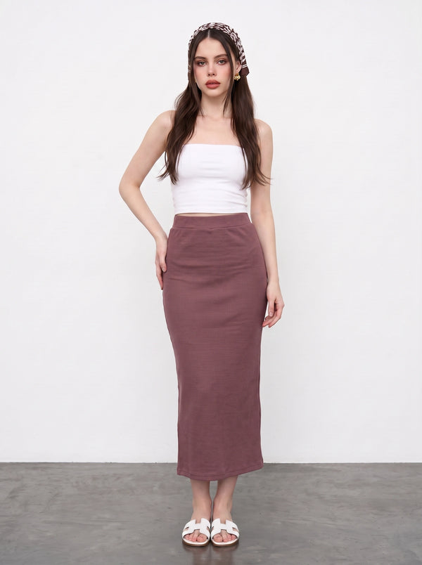 Muave Ribbed Knit Skirt | Montivo Pakistan