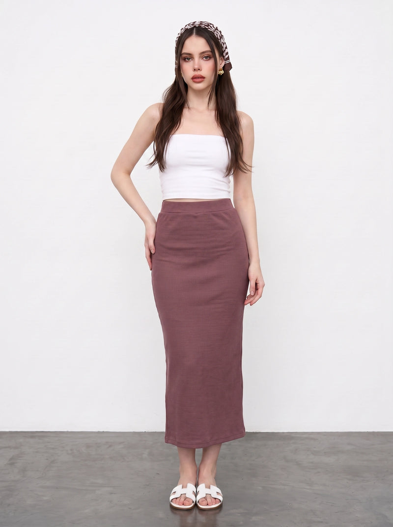Muave Ribbed Knit Skirt | Montivo Pakistan