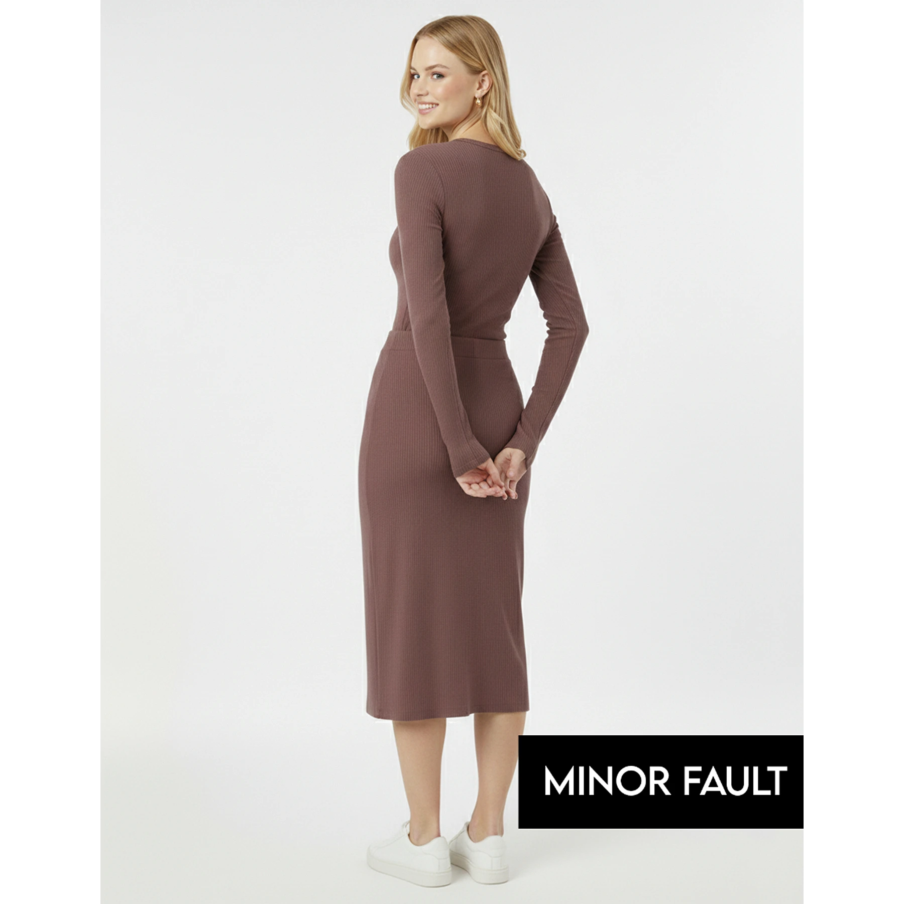 (Minor Fault) Muave Ribbed Knit Skirt | Montivo Pakistan
