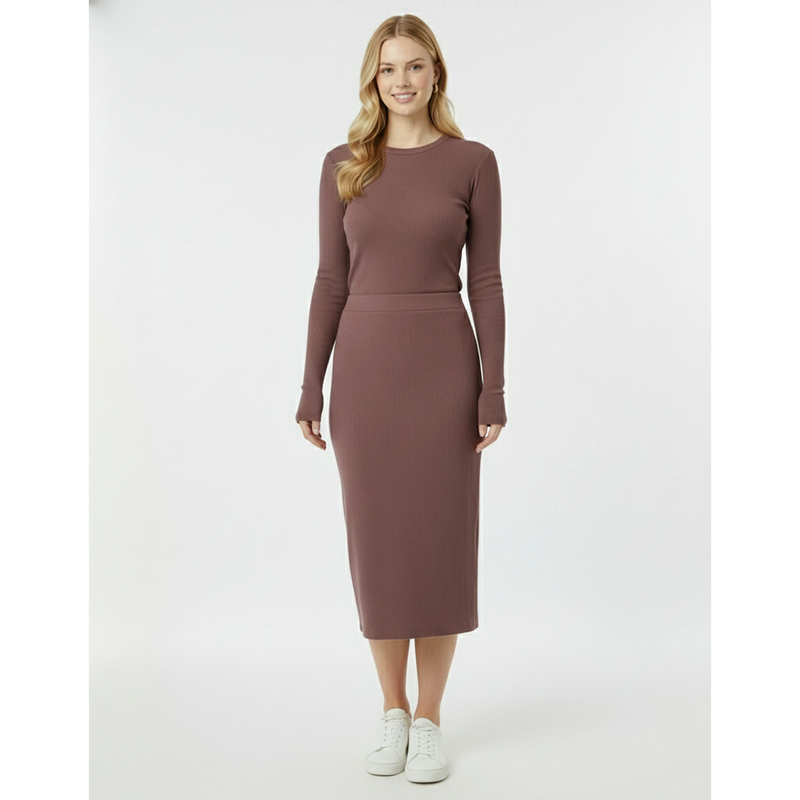 Muave Ribbed Knit Skirt | Montivo Pakistan