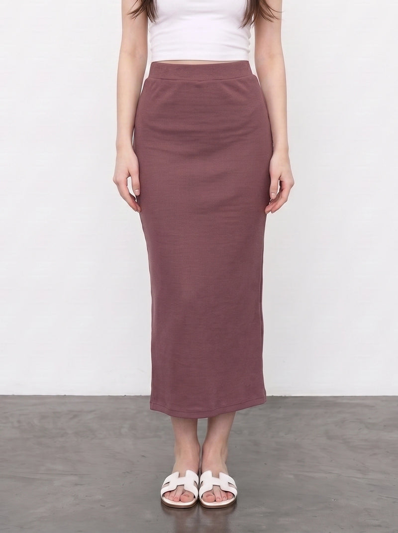 Muave Ribbed Knit Skirt | Montivo Pakistan