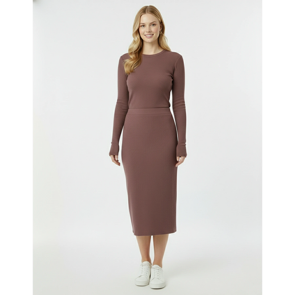 Muave Ribbed Knit Skirt | Montivo Pakistan