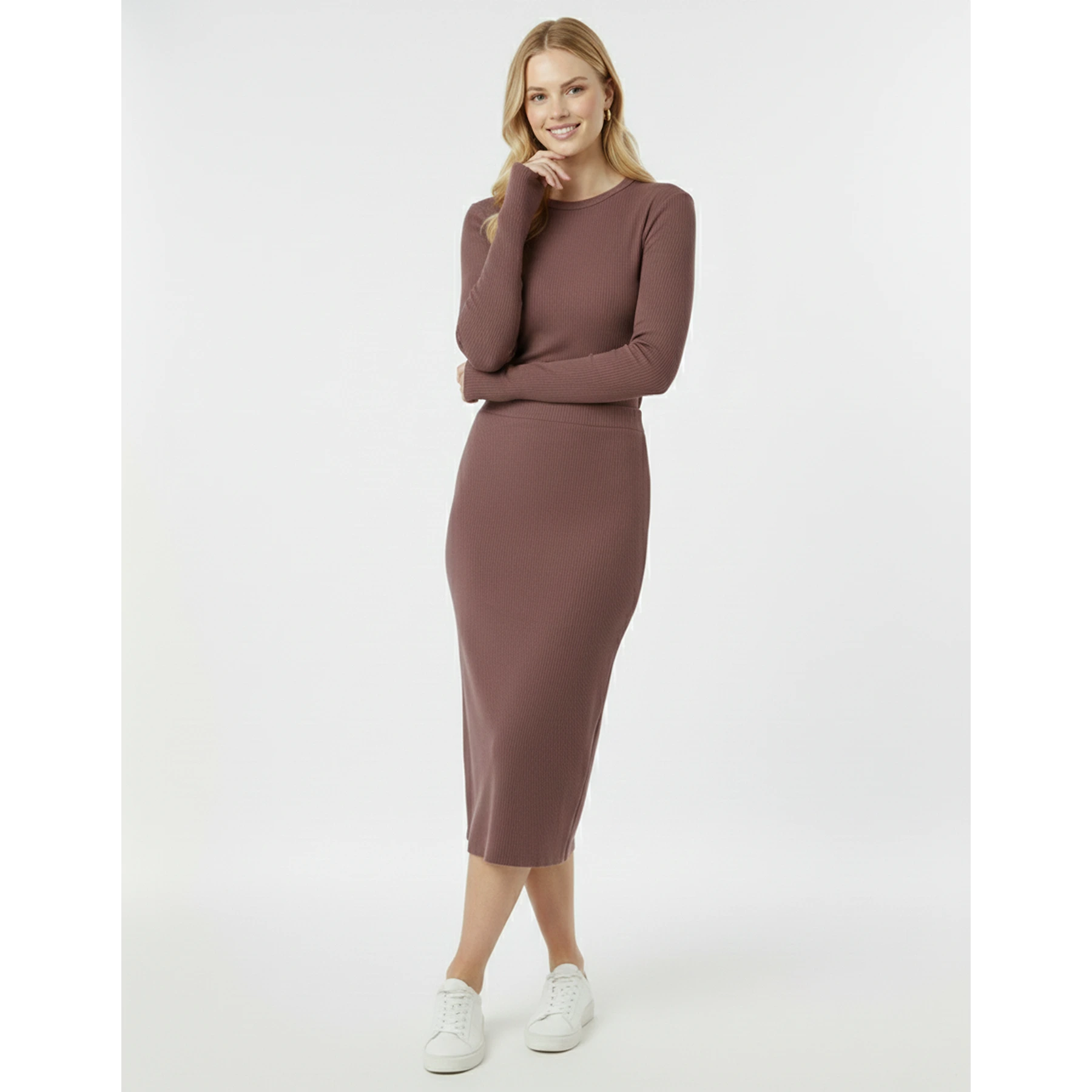 Muave Ribbed Knit Skirt | Montivo Pakistan