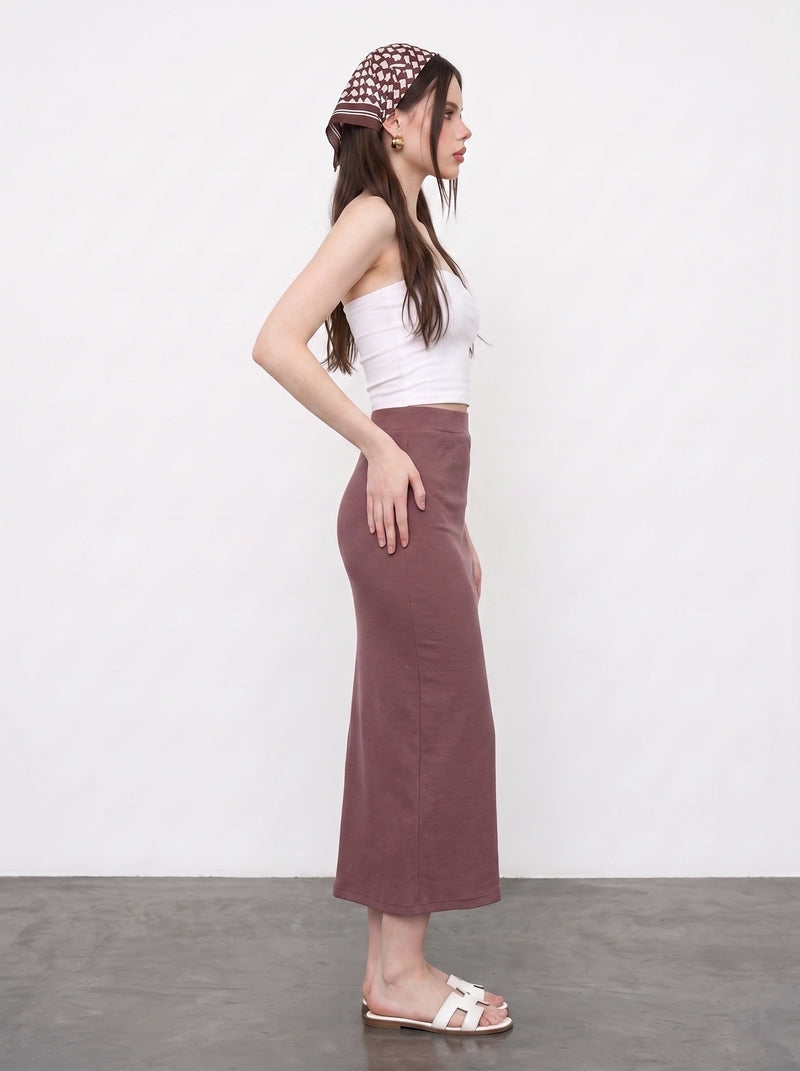 Muave Ribbed Knit Skirt | Montivo Pakistan