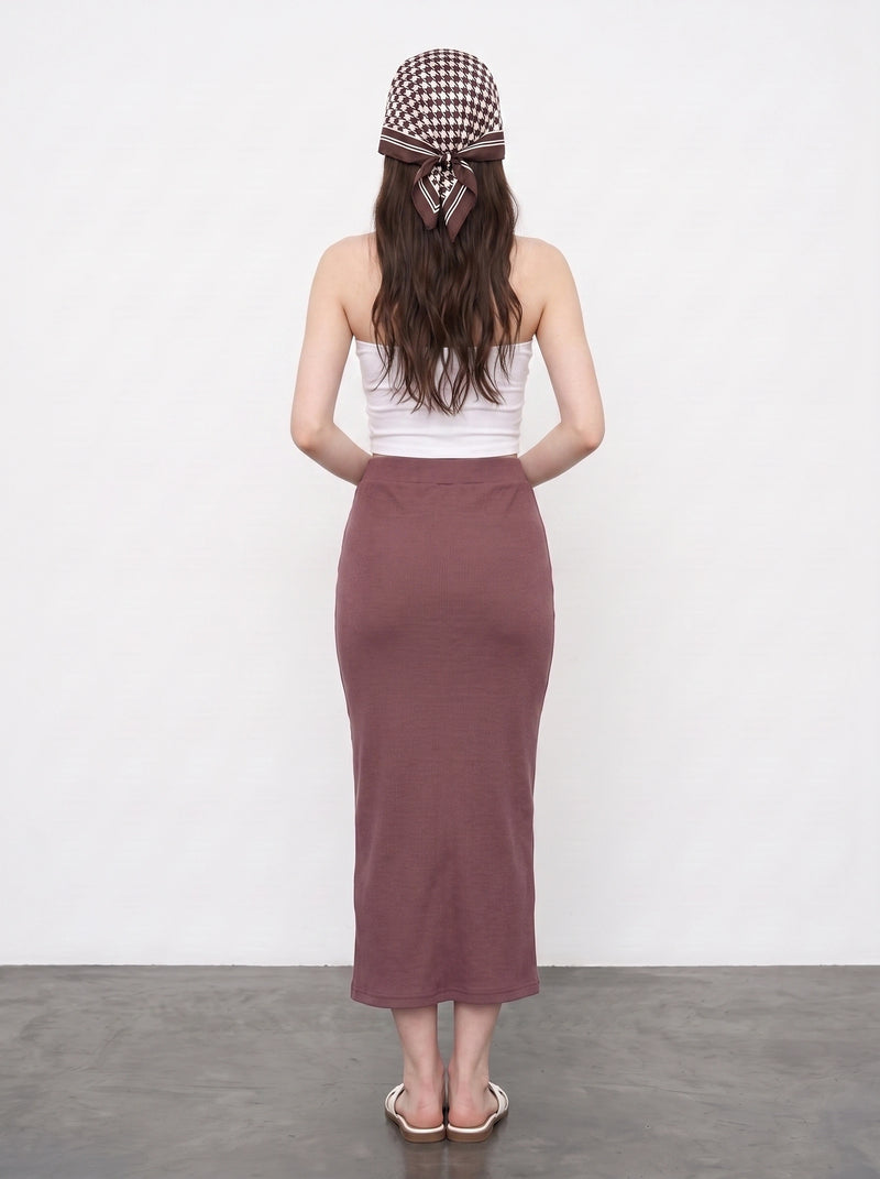 Muave Ribbed Knit Skirt | Montivo Pakistan