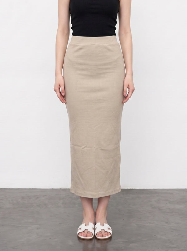 Beige Ribbed Knit Skirt | Montivo Pakistan