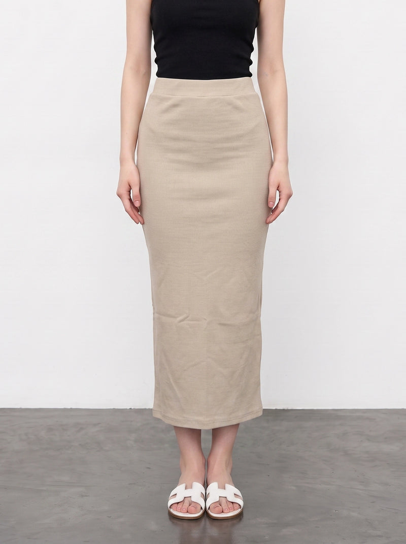 Beige Ribbed Knit Skirt | Montivo Pakistan