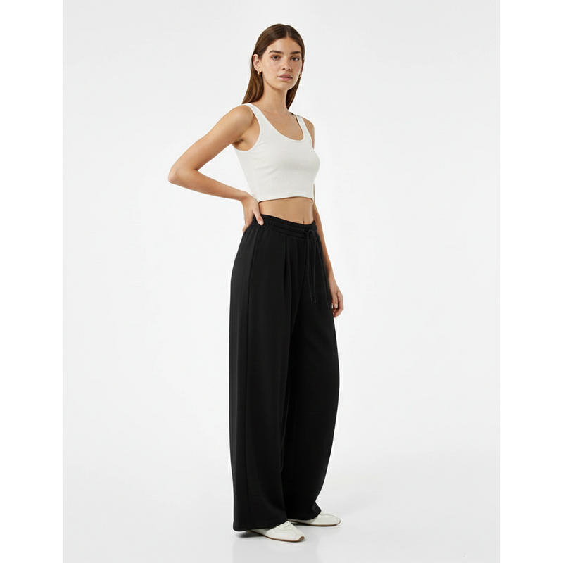 Black Pleated Wide Leg Trousers | Montivo Pakistan
