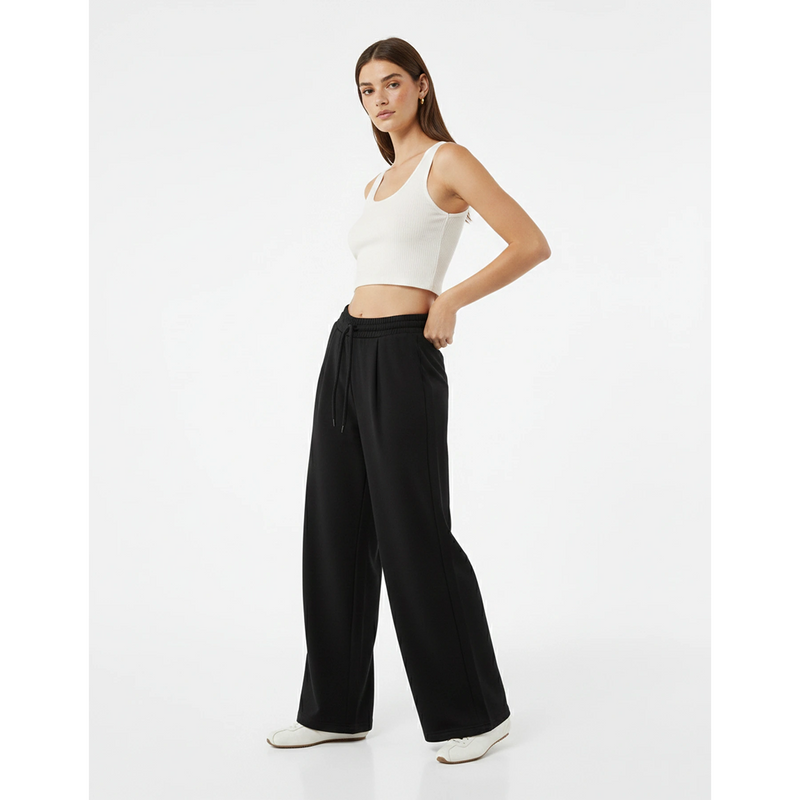 Black Pleated Wide Leg Trousers | Montivo Pakistan