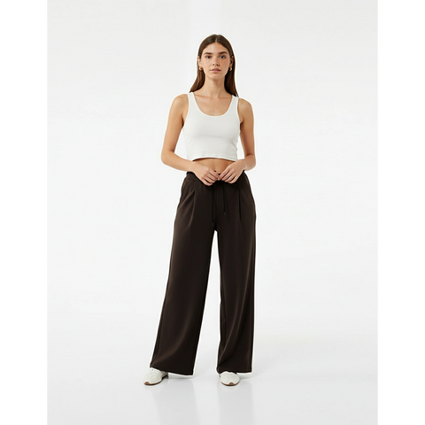 Brown Pleated Wide Leg Trousers | Montivo Pakistan