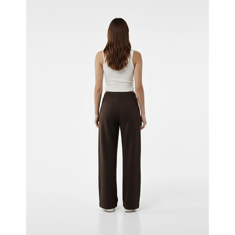 Brown Pleated Wide Leg Trousers | Montivo Pakistan