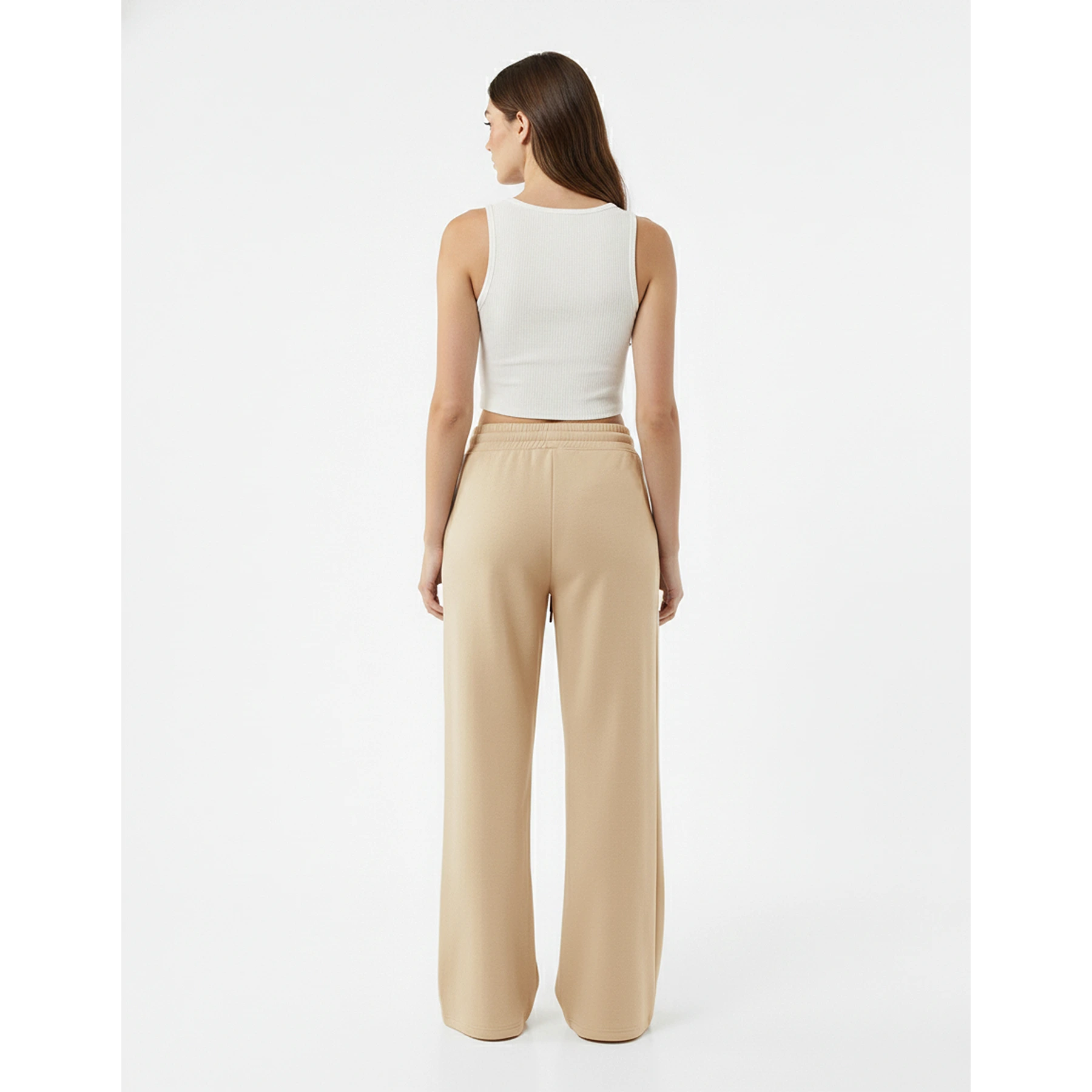 Beige Pleated Wide Leg Trousers | Montivo Pakistan