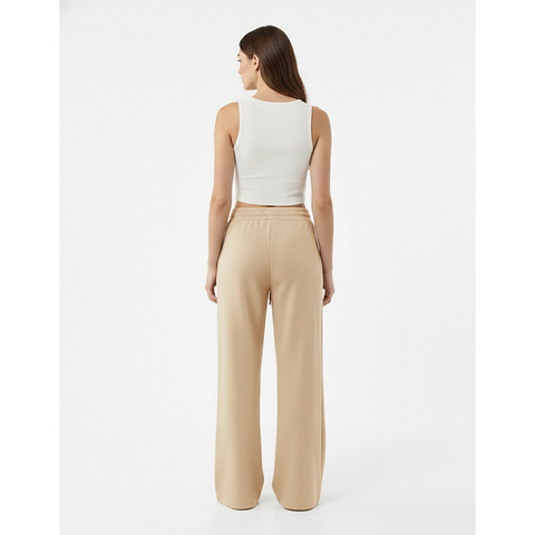 Beige Pleated Wide Leg Trousers | Montivo Pakistan