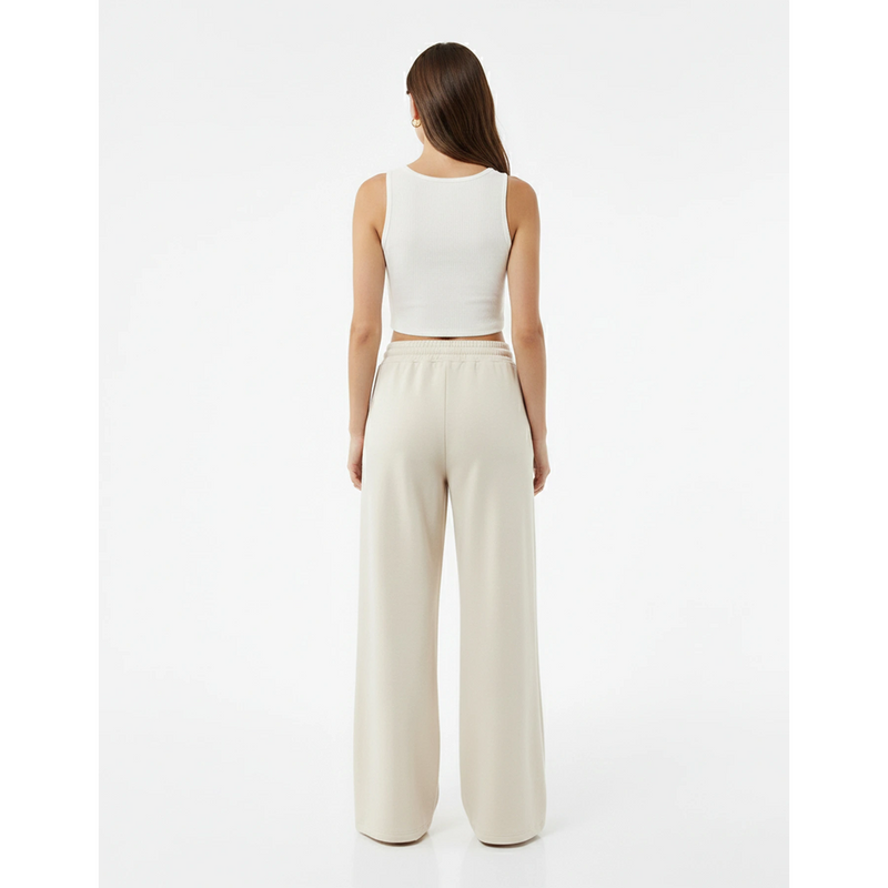 Off-white Pleated Wide Leg Trousers | Montivo Pakistan