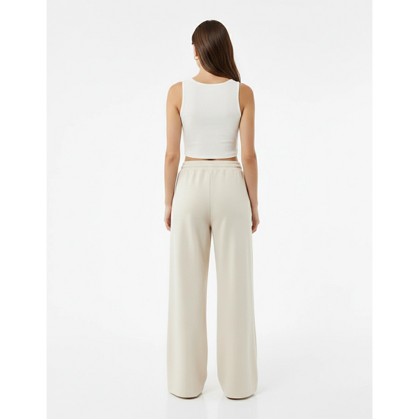 Off-white Pleated Wide Leg Trousers | Montivo Pakistan