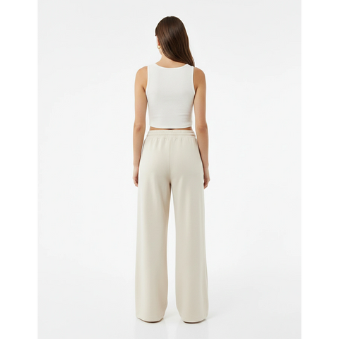 Off-white Pleated Wide Leg Trousers | Montivo Pakistan