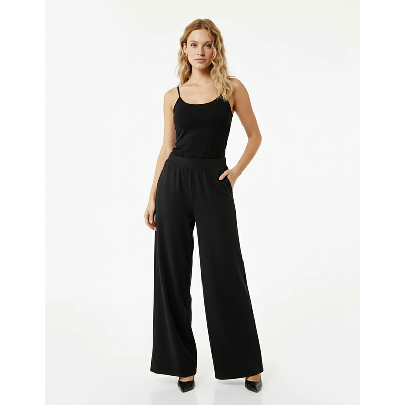 Black Extra Wide Leg Trousers | Montivo Pakistan