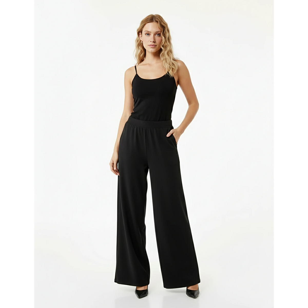 Black Extra Wide Leg Trousers | Montivo Pakistan