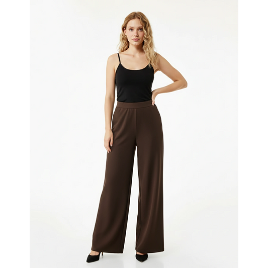 Brown Extra Wide Leg Trousers | Montivo Pakistan