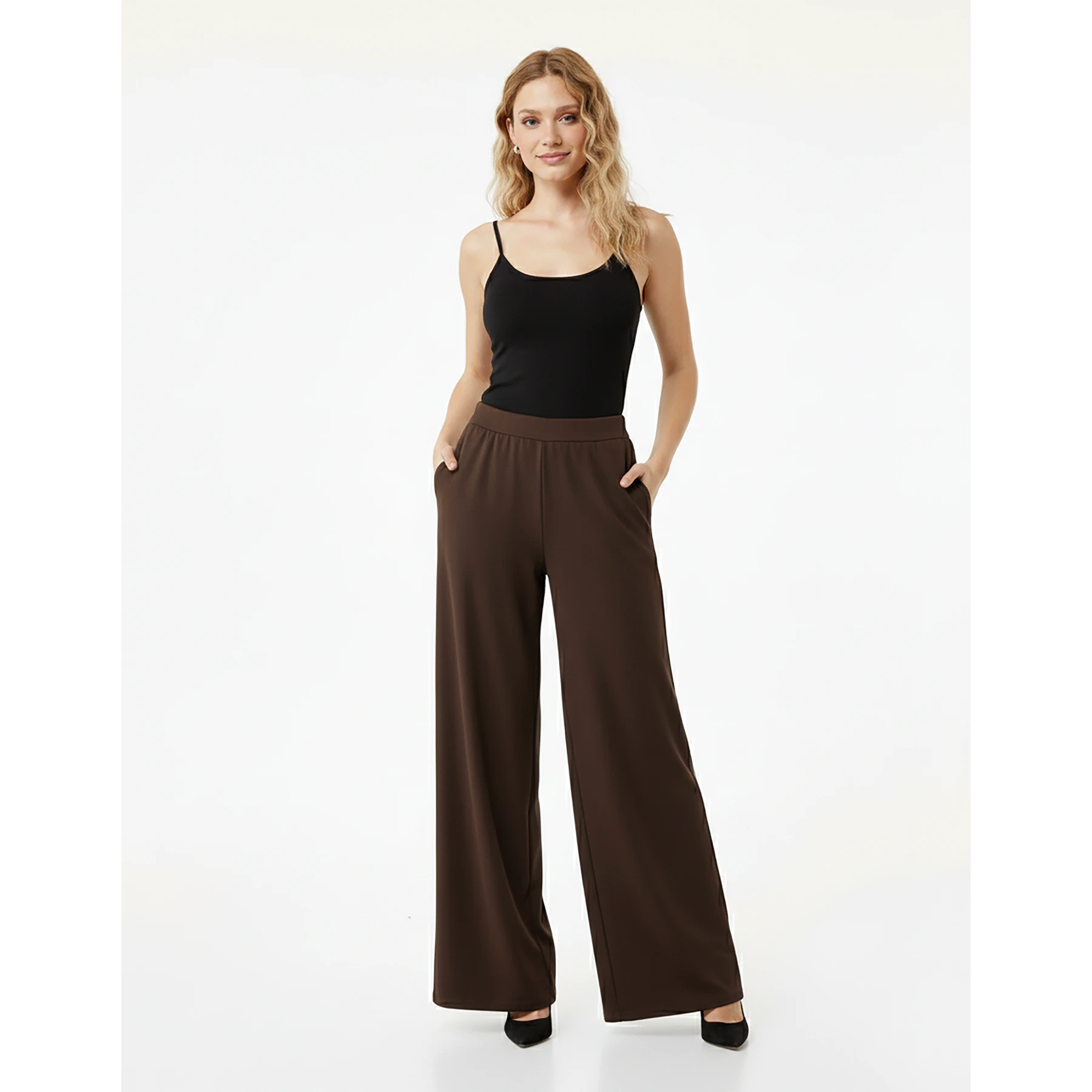 Brown Extra Wide Leg Trousers | Montivo Pakistan
