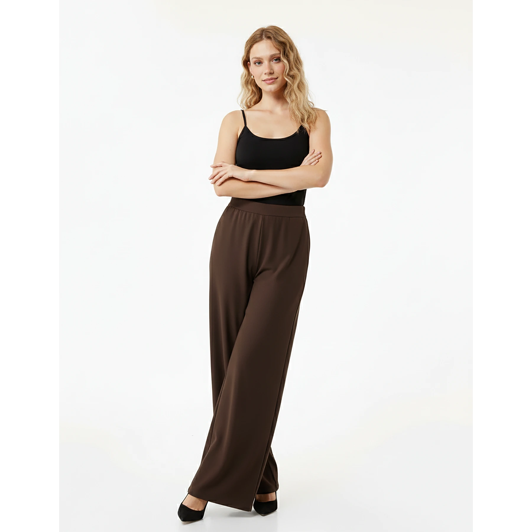 Brown Extra Wide Leg Trousers | Montivo Pakistan