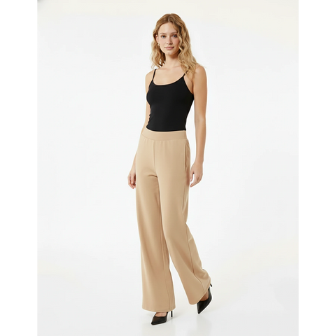Beige Extra Wide Leg Trousers | Montivo Pakistan