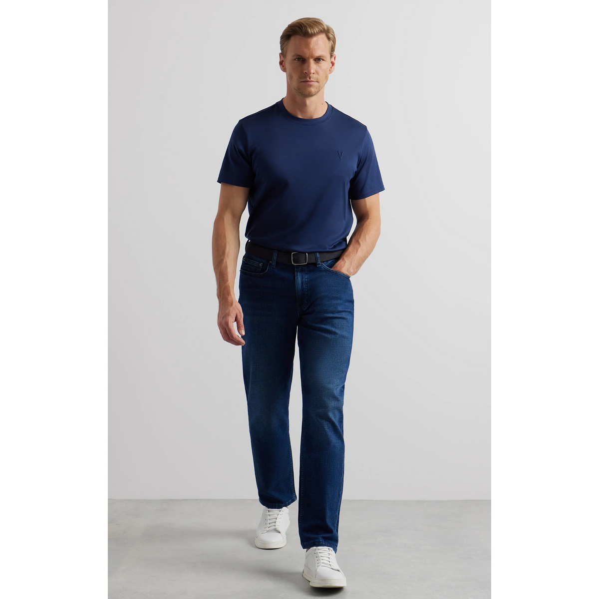 Mid Blue Slim Straight Jeans