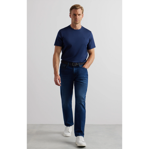 Mid Blue Slim Straight Jeans