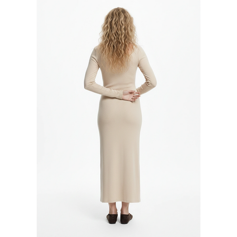 Beige Square Neck Bodycon Dress | Montivo Pakistan